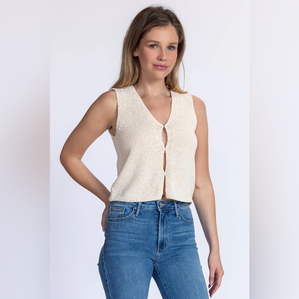 Miou Muse Cream Sleeveless Knit Vest